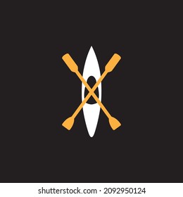 canoe with cross paddle logo icon vector graphic design illustration idea