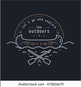 Canoe and crossed paddles motivational badge