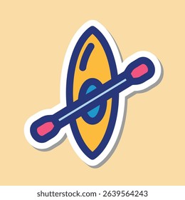 canoe editable cartoon style sticker vector