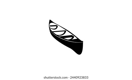 Canoe emblem , black isolated silhouette