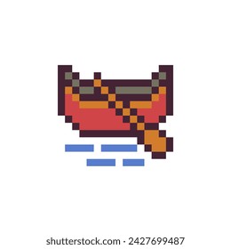 Canoe emoji, pixel art icon. Isolated vector illustration. 8-bit sprite. Design stickers, logo, mobile app.