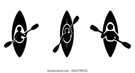 Ilustrações vetoriais de equipamentos de canoa para marcas de viagem.