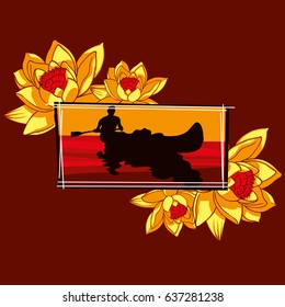 Canoe with a flame of flowers