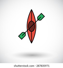 Canoe. Flat icon on the white background for web and mobile applications. Vector illustration.