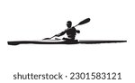 Canoe flatwater, isolated vector silhouette, ink drawing. Water sport logo, side view