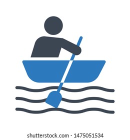 canoe glyph colour vector icon