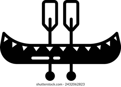 Canoe glyph and line vector illustration