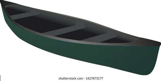 canoe green realistic vector illustration