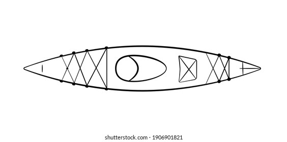 Canoe hand drawn outline doodle icon. Sketch canoe for camping tourism, leisure and adventure. Vector doodle illustration. Kayaking vector sketch illustration for print, web, mobile and infographics