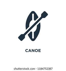 Canoe icon. Black filled vector illustration. Canoe symbol on white background. Can be used in web and mobile.
