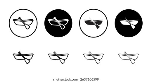 canoe icon Black line art vector logo set
