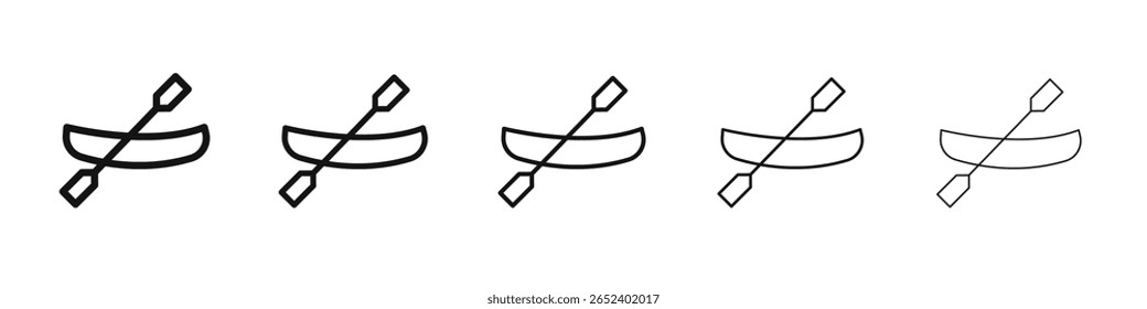 Ícone de canoa sinal de vetor preto e branco