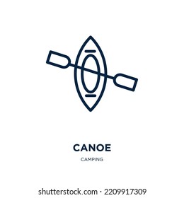 canoe icon from camping collection. Thin linear canoe, kayak, sport outline icon isolated on white background. Line vector canoe sign, symbol for web and mobile