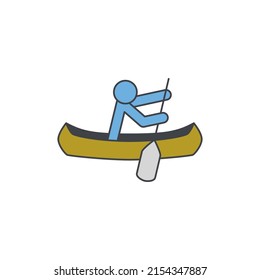 Canoe icon, canoeing lake icon in color icon, isolated on white background 