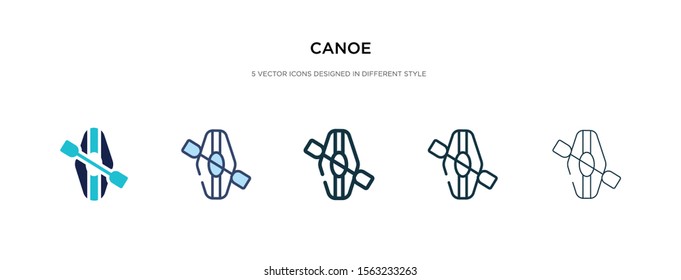canoe icon in different style vector illustration. two colored and black canoe vector icons designed in filled, outline, line and stroke style can be used for web, mobile, ui