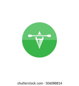 Canoe icon in flat color circle style. Sport water row paddle