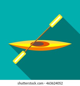 Canoe icon in flat style on a turquoise background