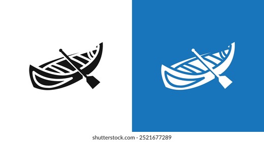 canoe icon Flat vector set outline