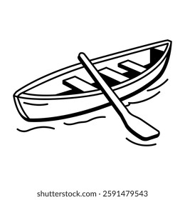 Canoe icon in hand drawn style 
