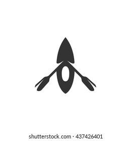 Canoe icon isolated on a white background. Logo silhouette design template. Simple symbol concept in flat style. Abstract sign, pictogram for web, mobile and infographics - stock vector
