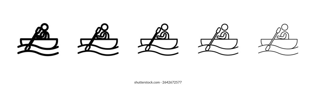 canoe icon isolated vector on white background set