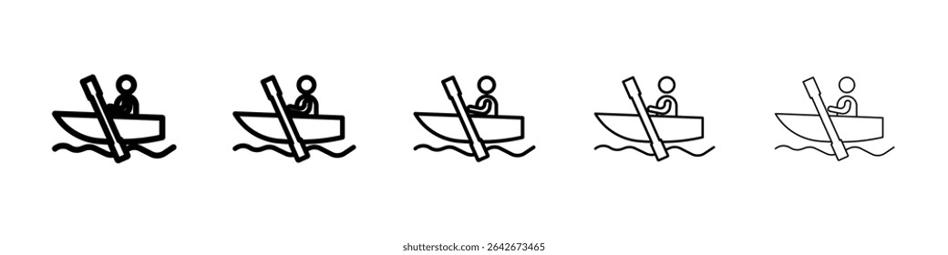 canoe icon isolated vector on white background set