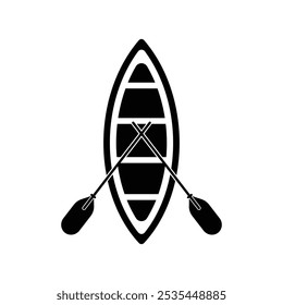 Canoe icon, Kayak vector design. Boat icon, vector, silhouette. Kayak sign, Canoe icon, logo, sign symbol, silhouette design on white background. Water transport icon, symbol. Vector illustration.