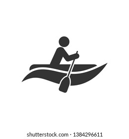 Canoe Icon. Kayaking, Water Sport or Leisure Illustration As A Simple Vector Sign & Trendy Symbol for Design and Websites, Presentation or Mobile Application.