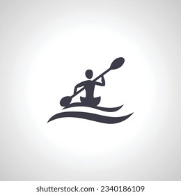 Icono de canoa. Kayak, icono de deportes acuáticos