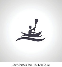 Icono de canoa. Kayak, icono de deportes acuáticos