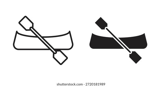 Ícone de canoa em design de linha. Vetor de ícone simples
