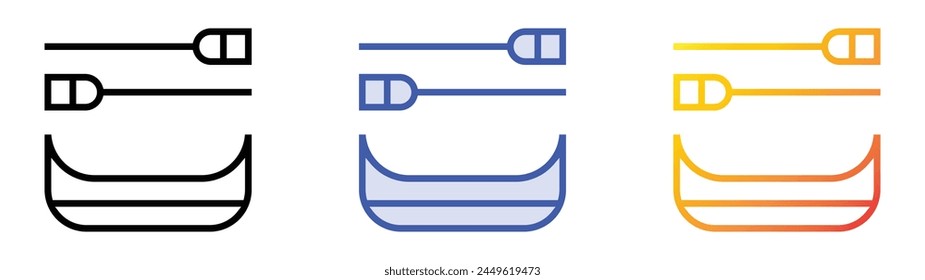 canoe icon. Linear, Blue Fill and Gradient Style Design Isolated On White Background