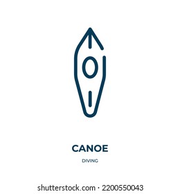 Canoe icon. Linear vector illustration from diving collection. Outline canoe icon vector. Thin line symbol for use on web and mobile apps, logo, print media.