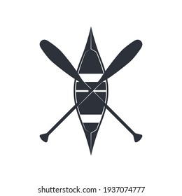 Canoe icon with ottertail paddles isolated on a white background. Vector illustration in flat style.