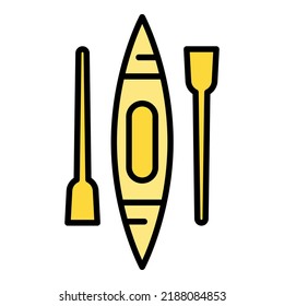 Canoe icon outline vector. Paddle boat. Water lake