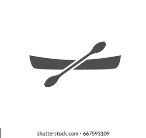 Canoe Icon.  Canoe With Paddle Icon. Paddle Vector