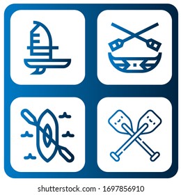 canoe icon set. Collection of Windsurf, Canoe, Kayak, Oars icons