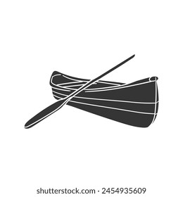 Canoe Icon Silhouette Illustration. Kayak Vector Graphic Pictogram Symbol Clip Art. Doodle Sketch Black Sign.