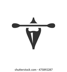 Canoe icon in single color. Sport water sea river lake power row paddle