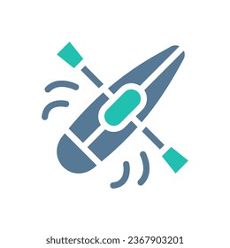 Canoe icon solid green light grey sport illustration vector element and symbol perfect.