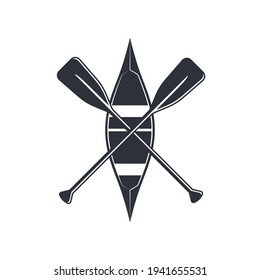 Canoe icon with square shaped paddles isolated on a white background. Vector illustration in flat style.