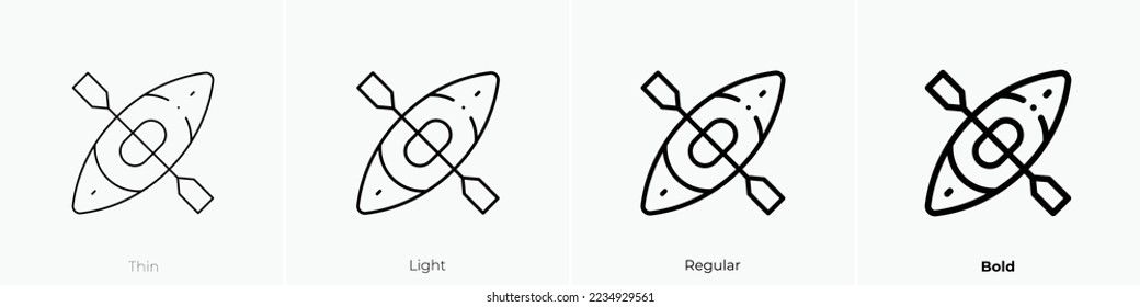 canoe icon. Thin, Light Regular And Bold style design isolated on white background