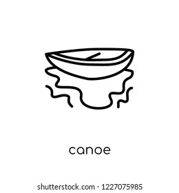 Canoe icon. Trendy modern flat linear vector Canoe icon on white background from thin line Architecture and Travel collection, editable outline stroke vector illustration