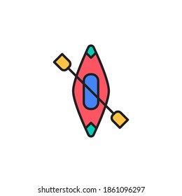 canoe icon vector filled outline. camping equipment colored icon. isolated on white background