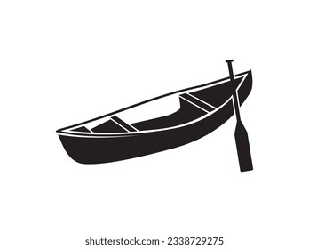 canoe icon vector illustration in black and white