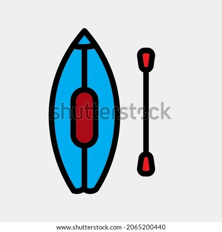 Canoe icon vector illustration in filled line style about summer, use for website mobile app presentation