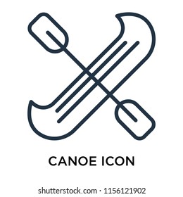 Canoe icon vector isolated on white background, Canoe transparent sign , thin pictogram or outline symbol design in linear style