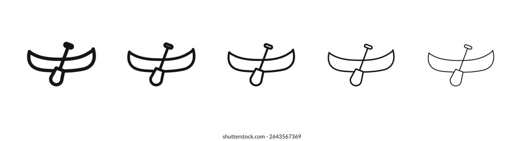 Canoe icon vector outline set illustration sign