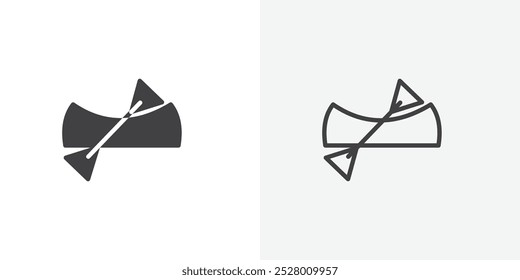 Canoe icon vector icon set in black and white color.