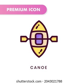 canoe icon for your website design, logo, app, UI. Vector graphics illustration and editable stroke. canoe icon lineal color design.